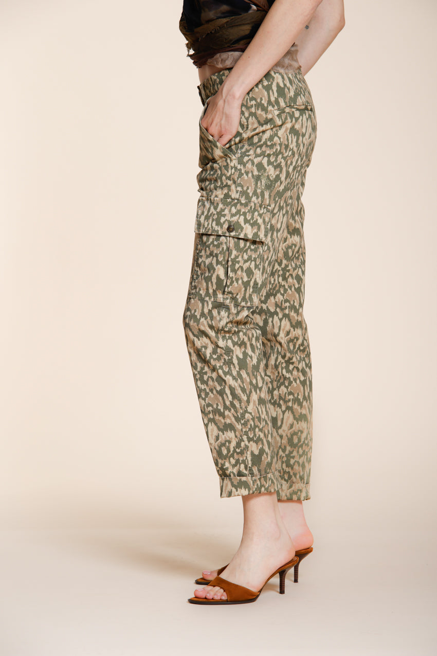 Marlene women's cargo pants in gabardine camouflage print carrot fit