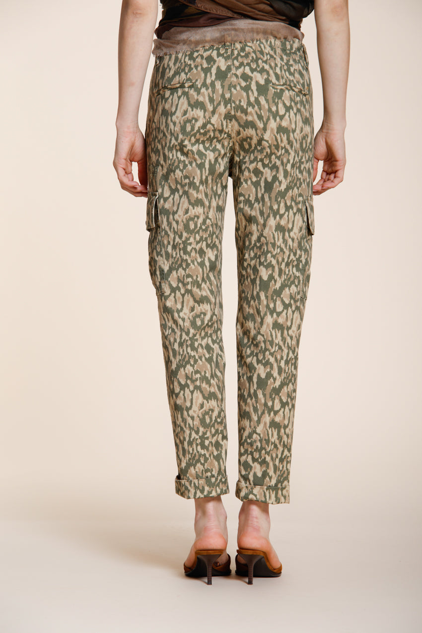 Marlene women's cargo pants in gabardine camouflage print carrot fit