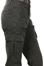 Marlene Cargo pantalone cargo donna in gabardina carrot fit