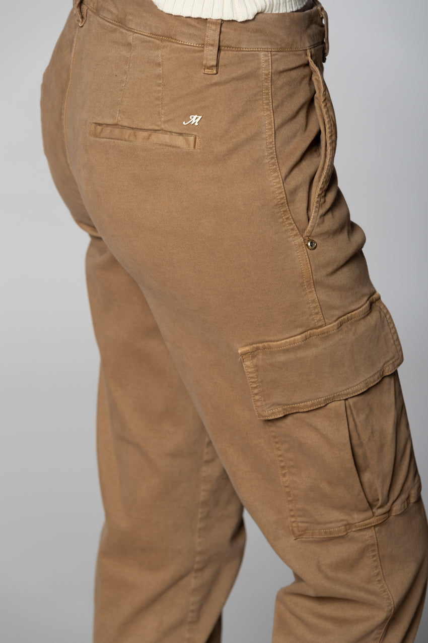 Marlene Cargo pantalone cargo donna in gabardina carrot fit