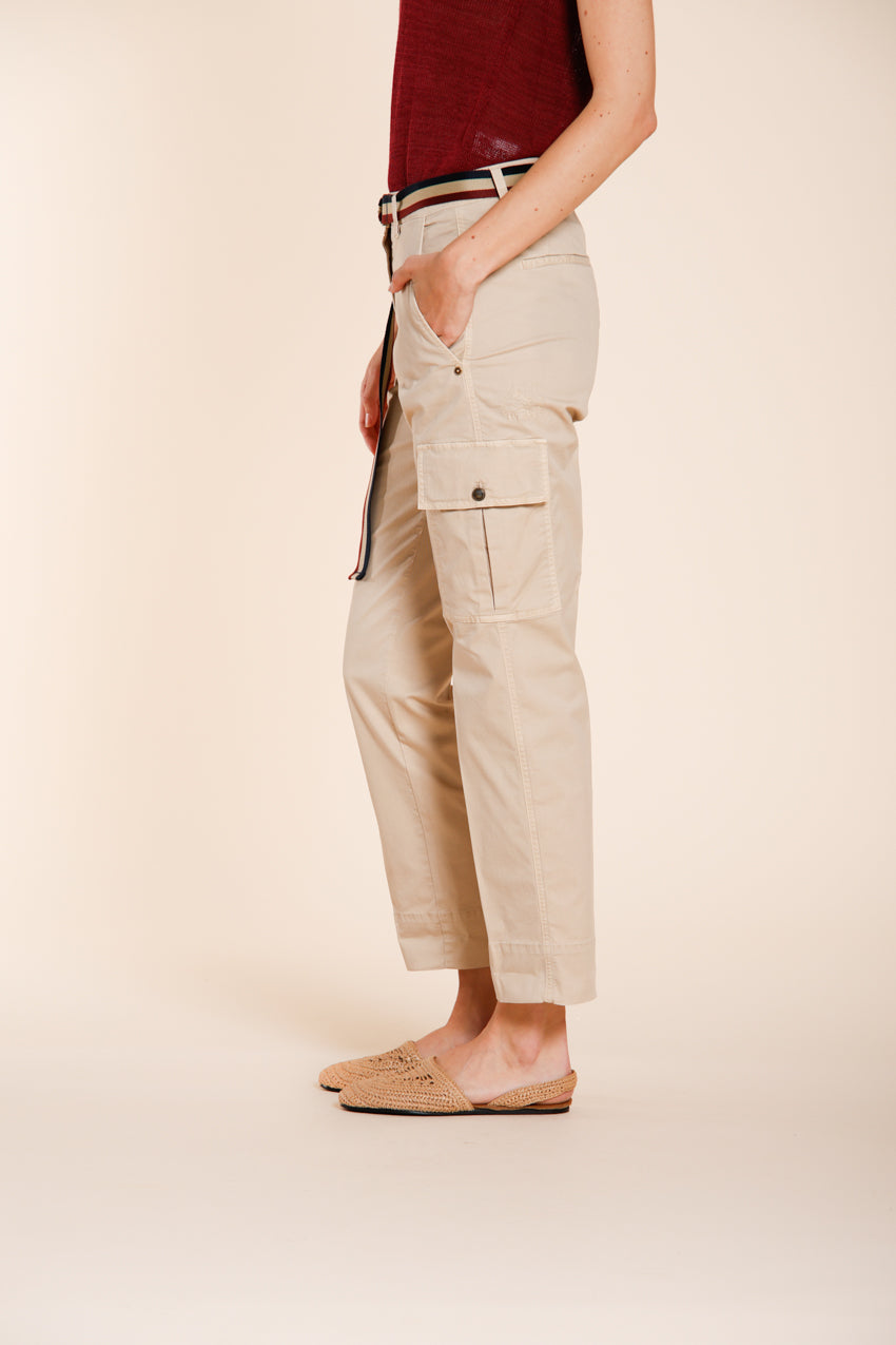 Marlene Cargo pantalone donna in twill leggero stretch carrot fit