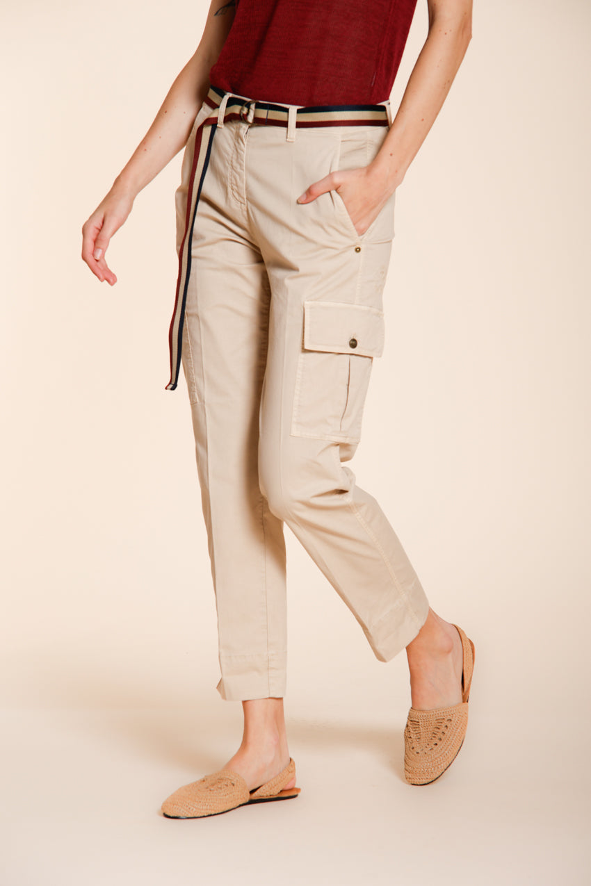 Marlene Cargo pantalone donna in twill leggero stretch carrot fit