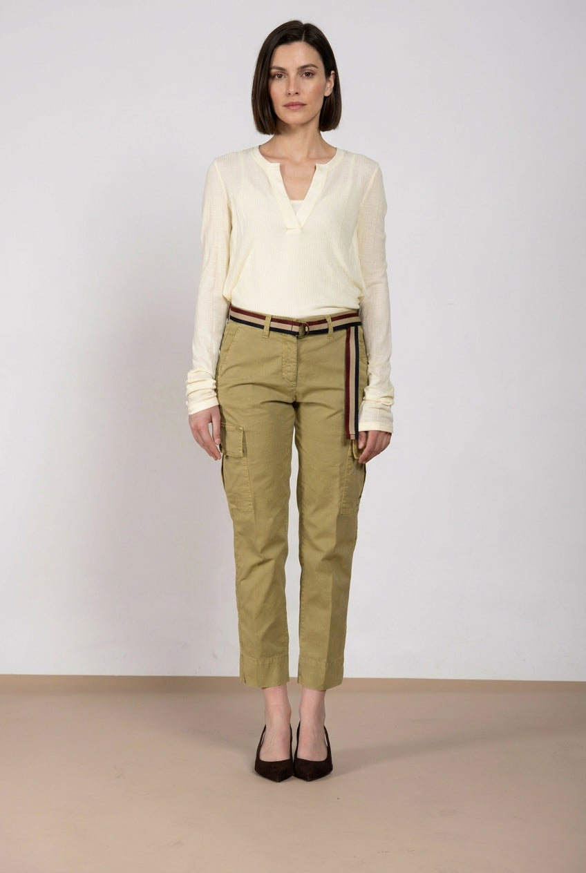 Marlene Cargo Pantalone Cargo Donna aus leichtem Stretch-Twill carrot fit