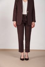 New York Carrot Sartoriale pantalon chino femme en toile de lin mélangé carrot fit
