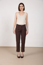 New York Carrot Sartoriale pantalon chino femme en toile de lin mélangé carrot fit