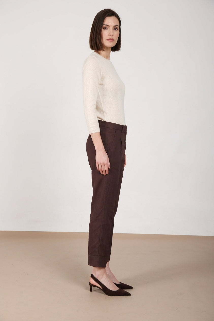 New York Carrot Sartoriale pantalon chino femme en toile de lin mélangé carrot fit