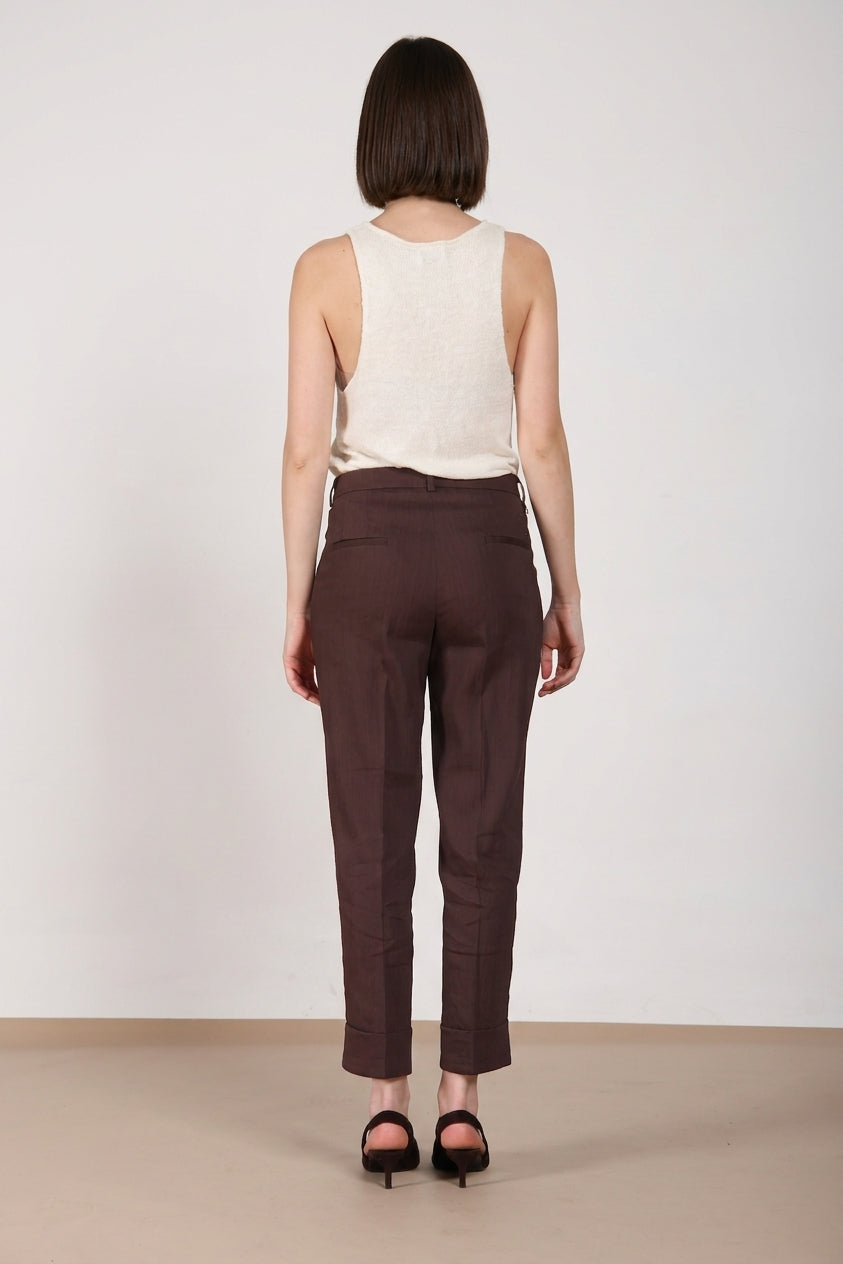 New York Carrot Sartoriale pantalon chino femme en toile de lin mélangé carrot fit