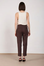 New York Carrot Sartoriale pantalon chino femme en toile de lin mélangé carrot fit