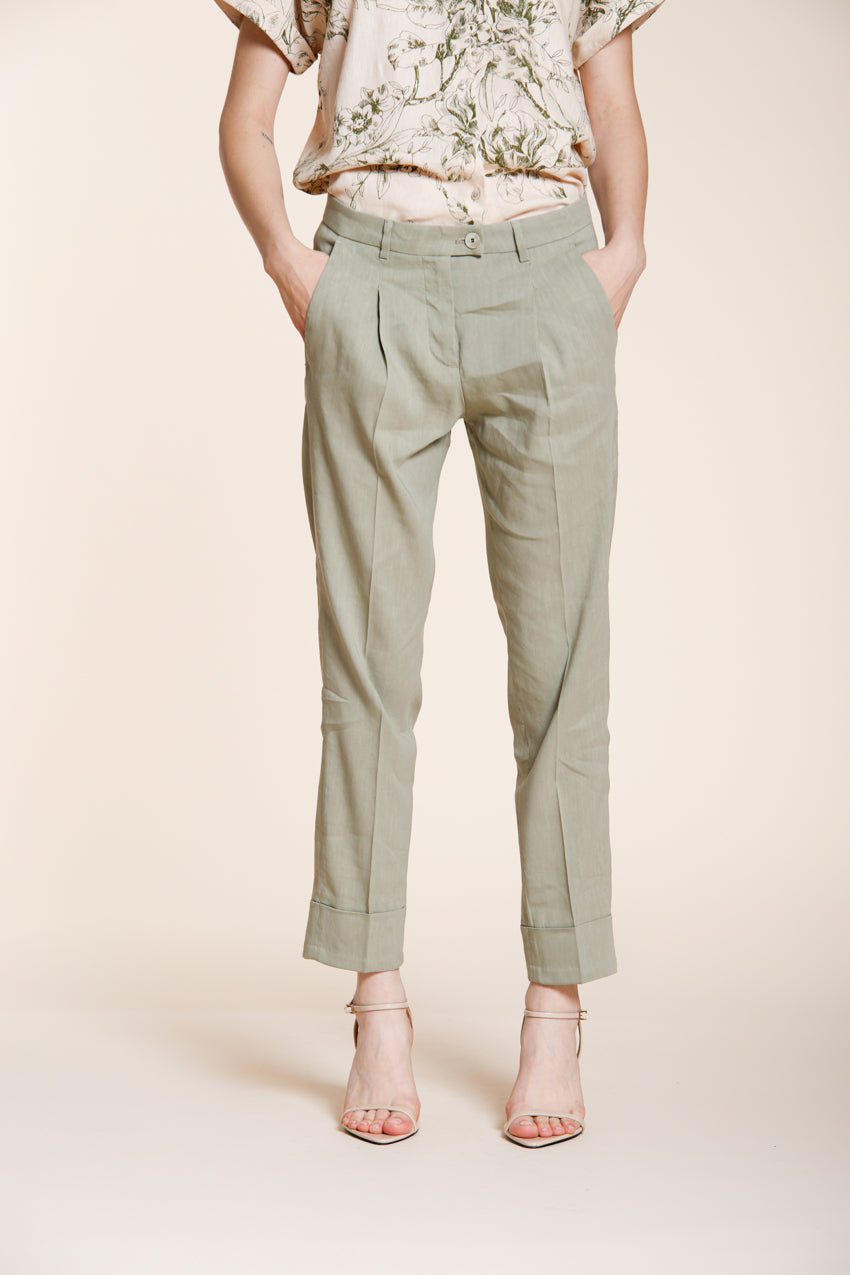New York Carrot Sartoriale women's chino pants in linen blend canvas carrot fit