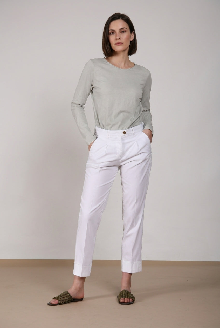 New York Carrot Sartoriale 1 Pince women’s chino trousers in cotton and silk satin carrot fit 