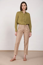 New York Carrot Sartoriale 1 Pince women’s chino trousers in cotton and silk satin carrot fit 