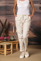 Fatique Jogger pantalone cargo jogger donna in tela paracadute misto tencel e cotone carrot fit