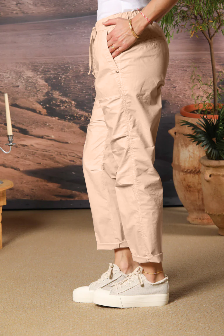 Fatique Jogger pantalon cargo jogger femme en toile parachute mélangée tencel et coton coupe Carrot