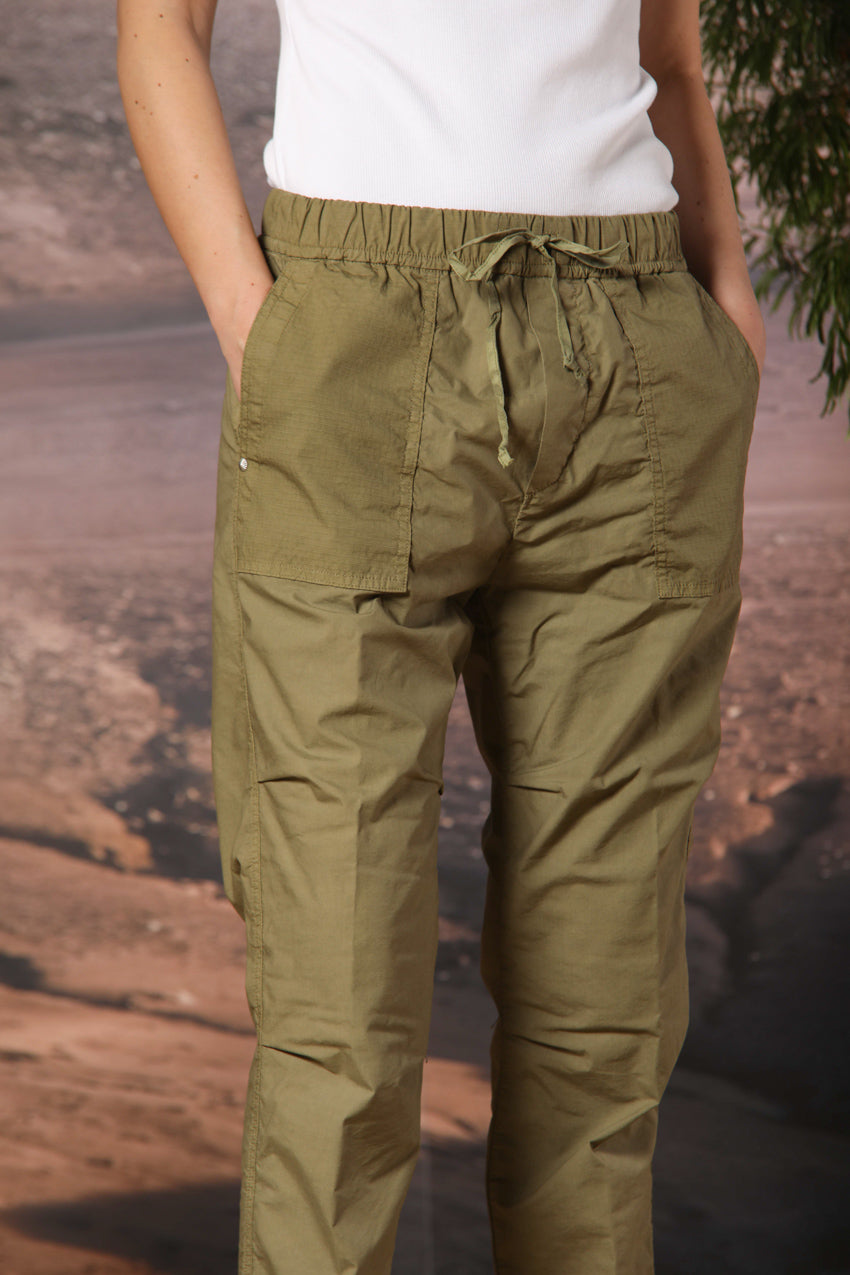 Fatique Jogger Damen Cargo Jogger Hose aus Mischgewebe aus Leinen und Baumwolle Carrot Fit