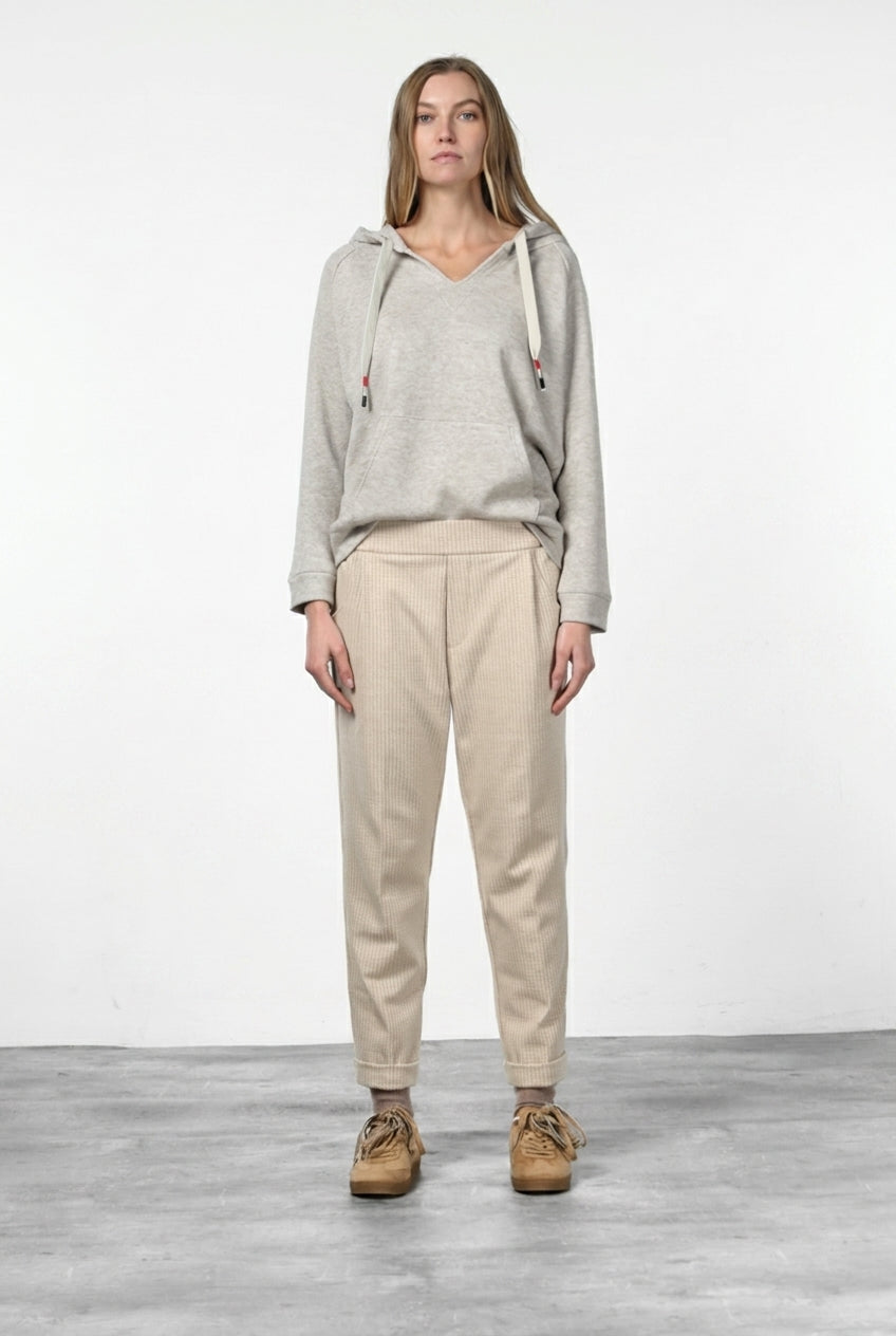 Easy Jogger pantalone chino donna in jersey fantasia micro disegno relaxed fit