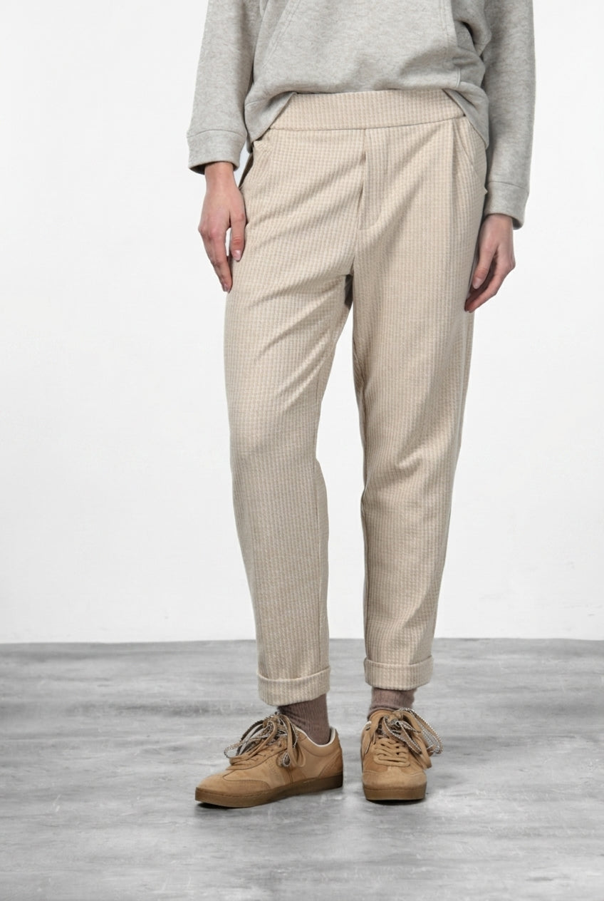 Easy Jogger pantalone chino donna in jersey fantasia micro disegno relaxed fit