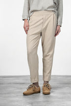 Easy Jogger pantalone chino donna in jersey fantasia micro disegno relaxed fit