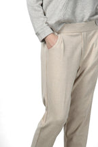 Easy Jogger pantalone chino donna in jersey fantasia micro disegno relaxed fit