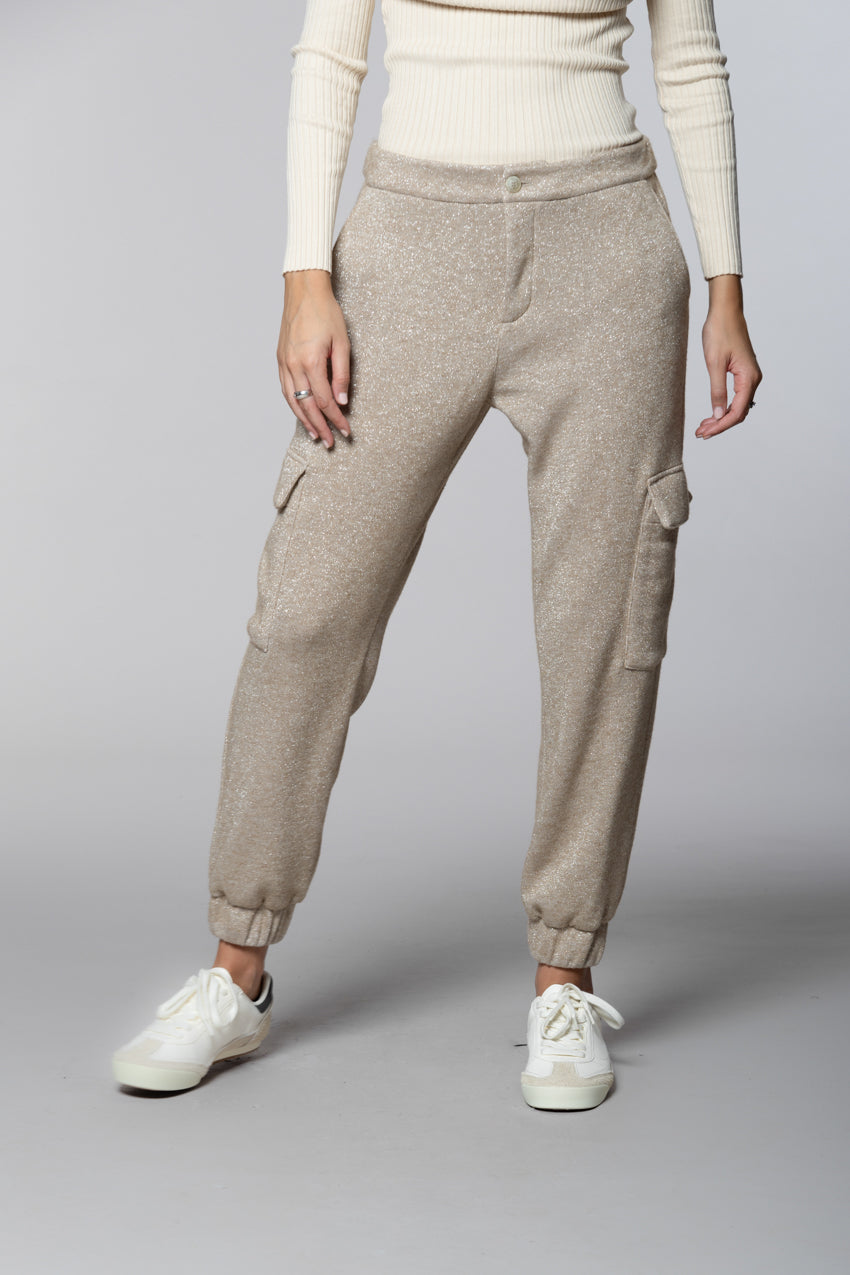 Easy Cargo pantalone cargo donna maglia jersey lurex relaxed fit
