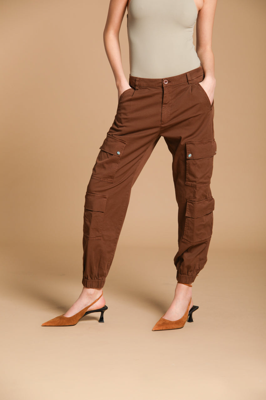Evita Cargo pantalone cargo donna in gabardina relaxed fit