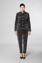 New York Cozy pantalone chino donna in velluto 1000 righe carrot fit