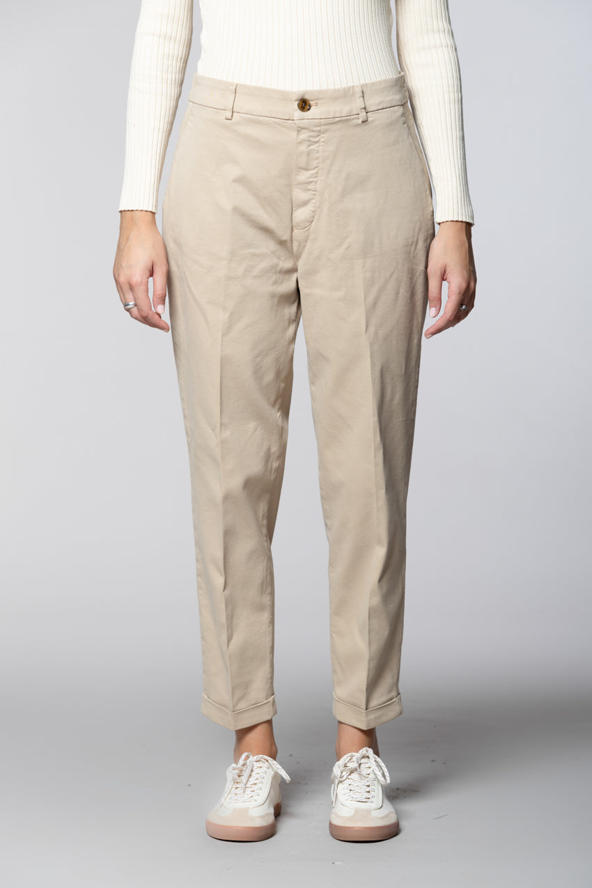 New York Cozy pantalone chino donna in gabardina carrot fit