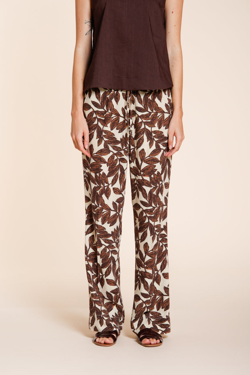 New York Cozy Straight pantalon chino jogger femme en mousseline imprimé ramage relaxed fit