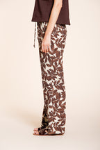 New York Cozy Straight pantalon chino jogger femme en mousseline imprimé ramage relaxed fit