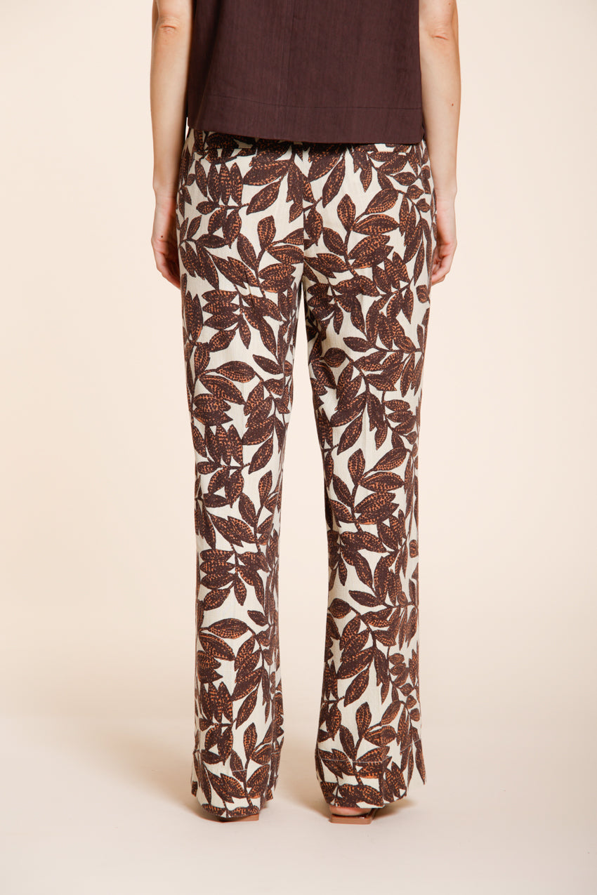 New York Cozy Straight pantalon chino jogger femme en mousseline imprimé ramage relaxed fit