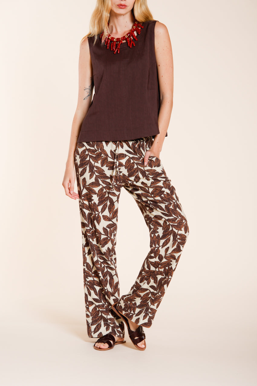 New York Cozy Straight pantalon chino jogger femme en mousseline imprimé ramage relaxed fit
