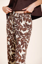 New York Cozy Straight pantalon chino jogger femme en mousseline imprimé ramage relaxed fit