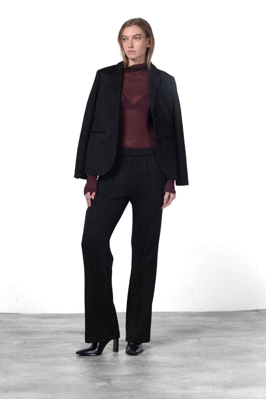 Easy Straight pantalon chino femme en jersey lurex effet maille straight fit