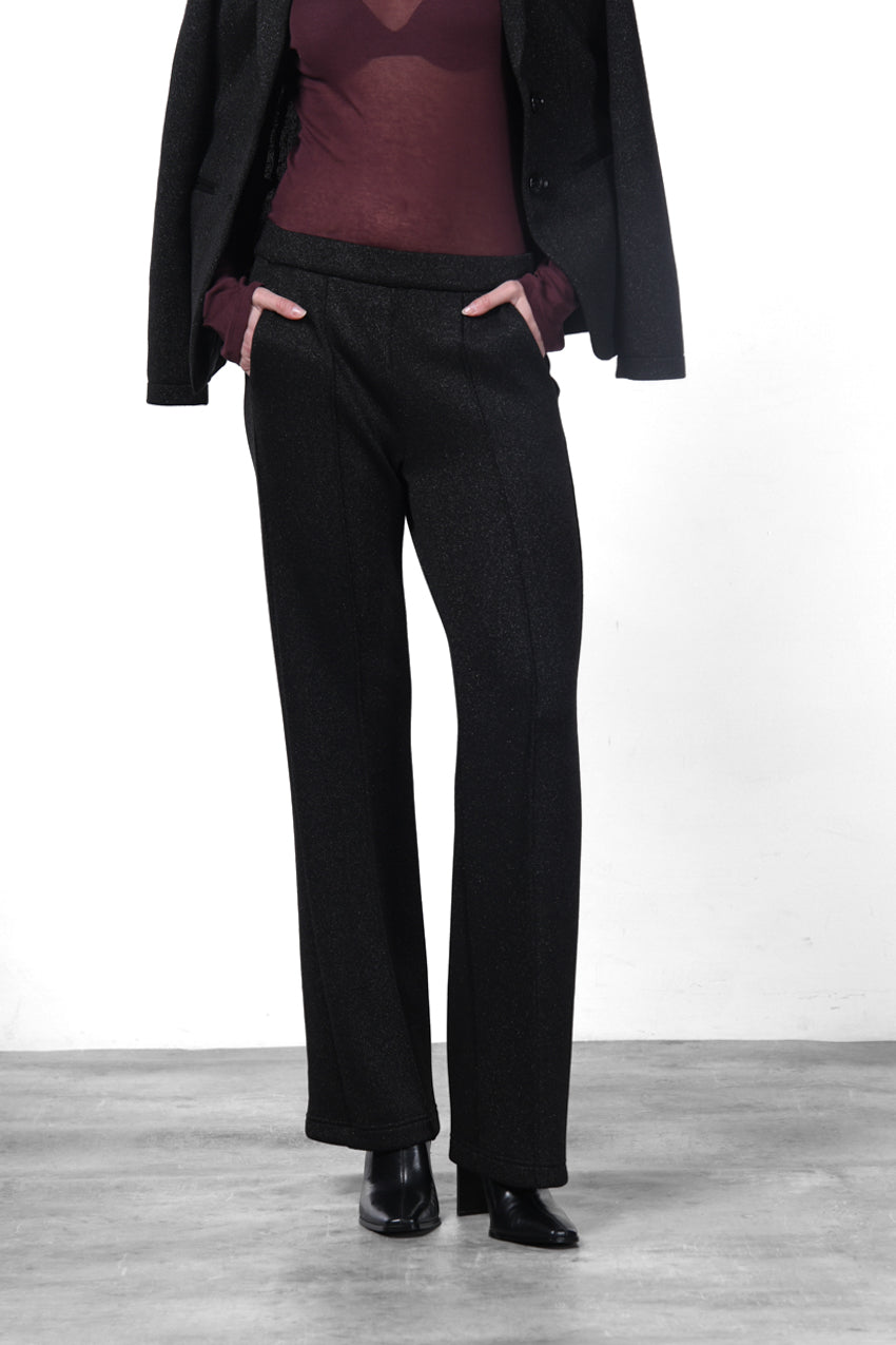 Easy Straight pantalon chino femme en jersey lurex effet maille straight fit