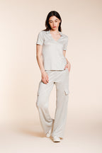 Easy Straight pantalon cargo jogger femme en tricot lurex straight fit