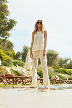 Easy Straight pantalon cargo jogger femme en maille crochet straight fit