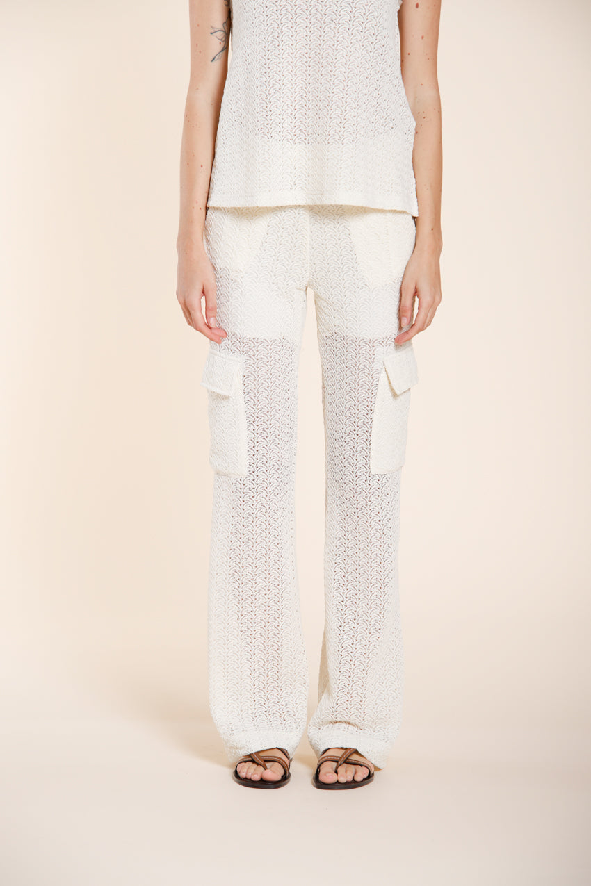 Easy Straight pantalon cargo jogger femme en maille crochet straight fit