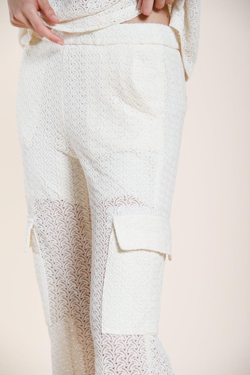 Easy Straight pantalon cargo jogger femme en maille crochet straight fit