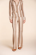 Easy Straight pantalon chino jogger femme en maille chevron lurex straight fit