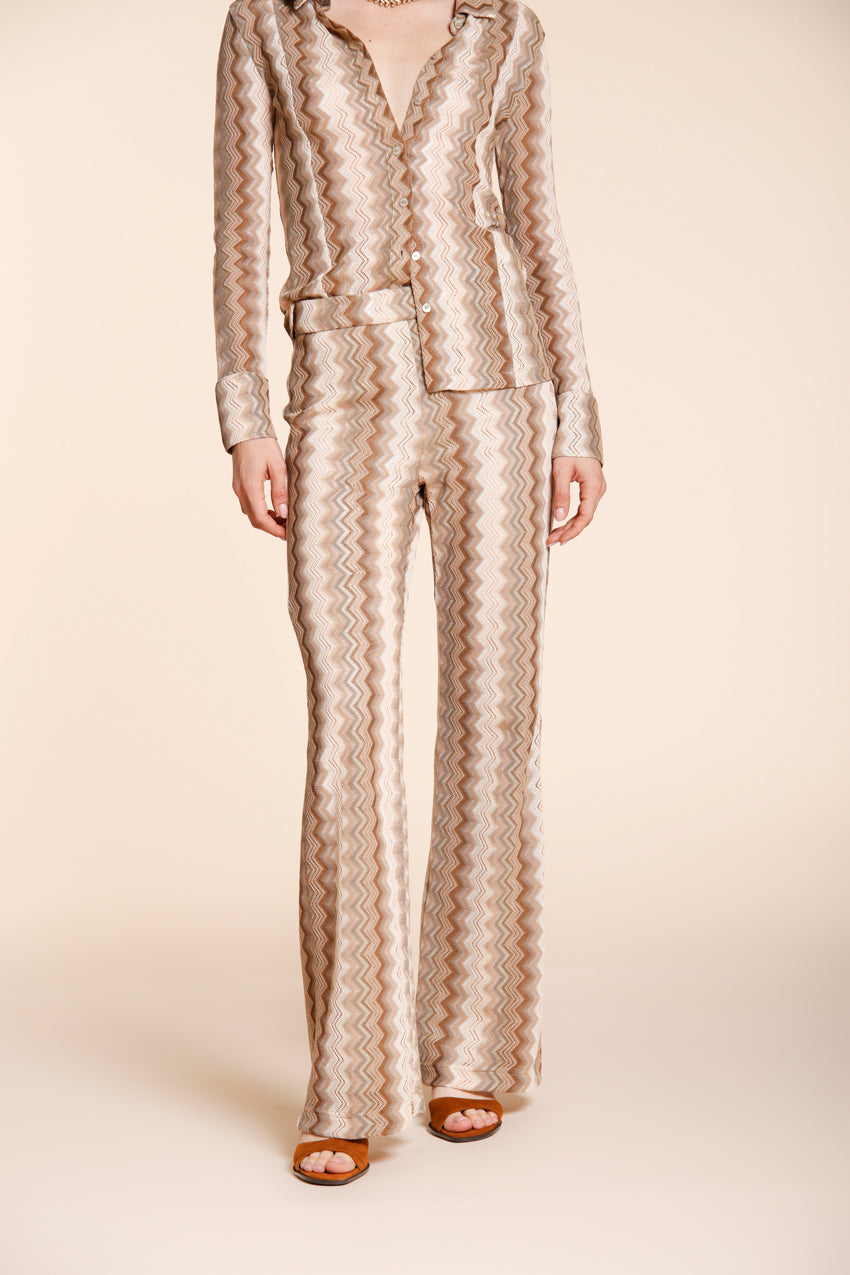 Easy Straight pantalon chino jogger femme en maille chevron lurex straight fit