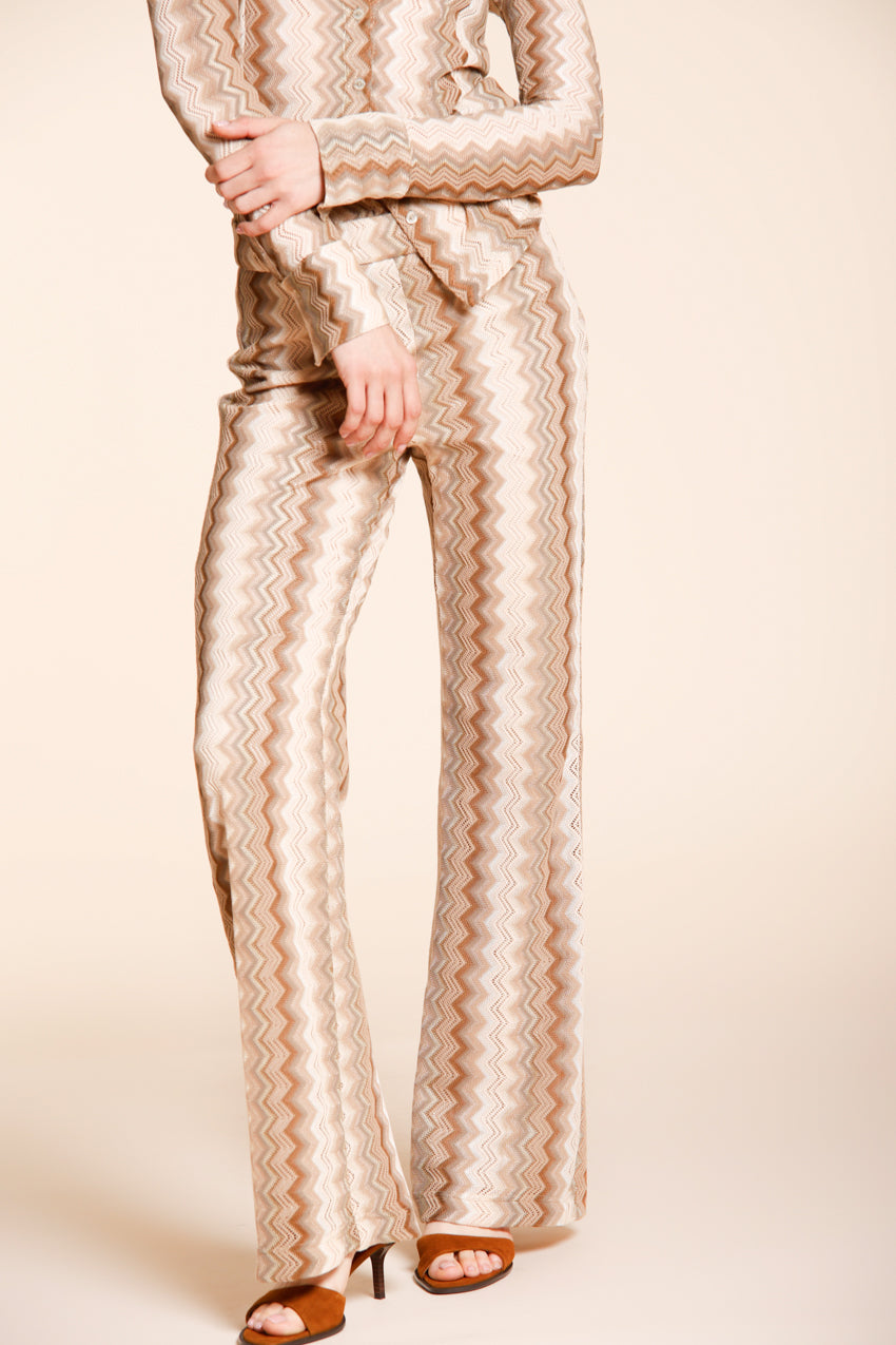 Easy Straight pantalon chino jogger femme en maille chevron lurex straight fit