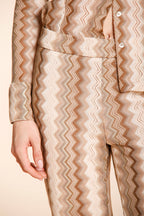 Easy Straight pantalon chino jogger femme en maille chevron lurex straight fit