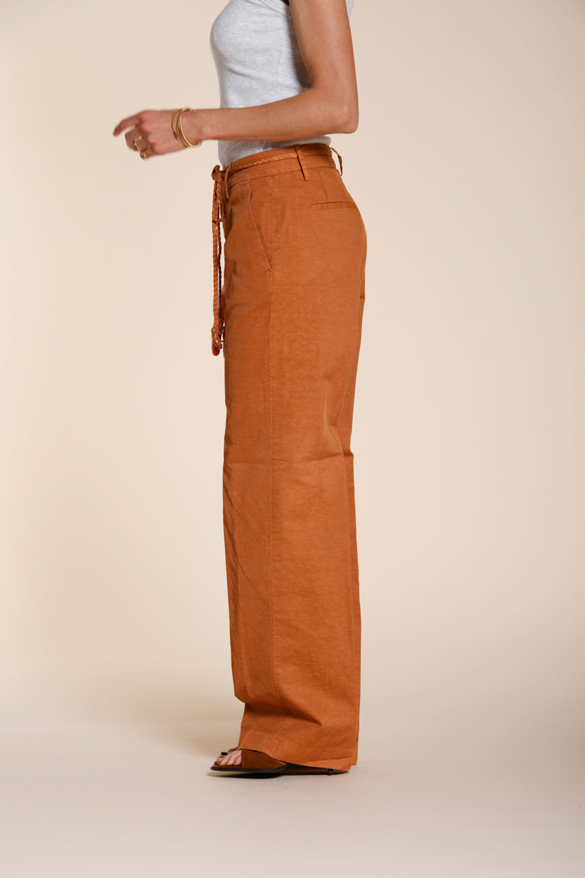 New York Straight pantalon chino femme en twill de coton et lin straight fit