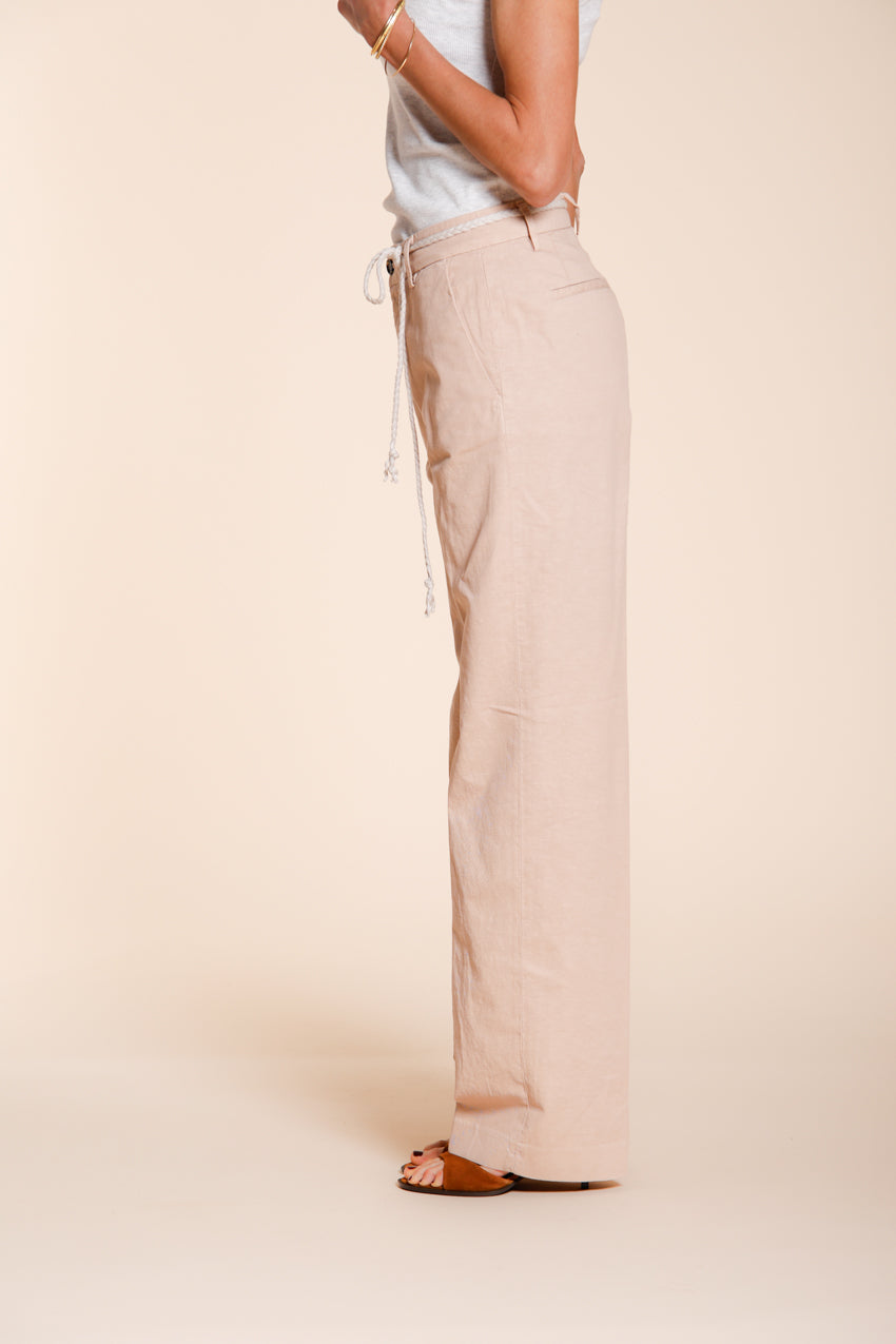 New York Straight pantalon chino femme en twill de coton et lin straight fit