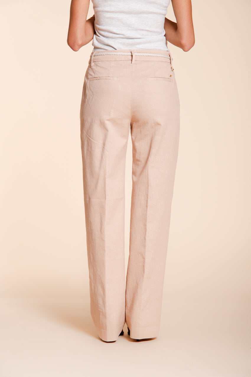 New York Straight pantalon chino femme en twill de coton et lin straight fit