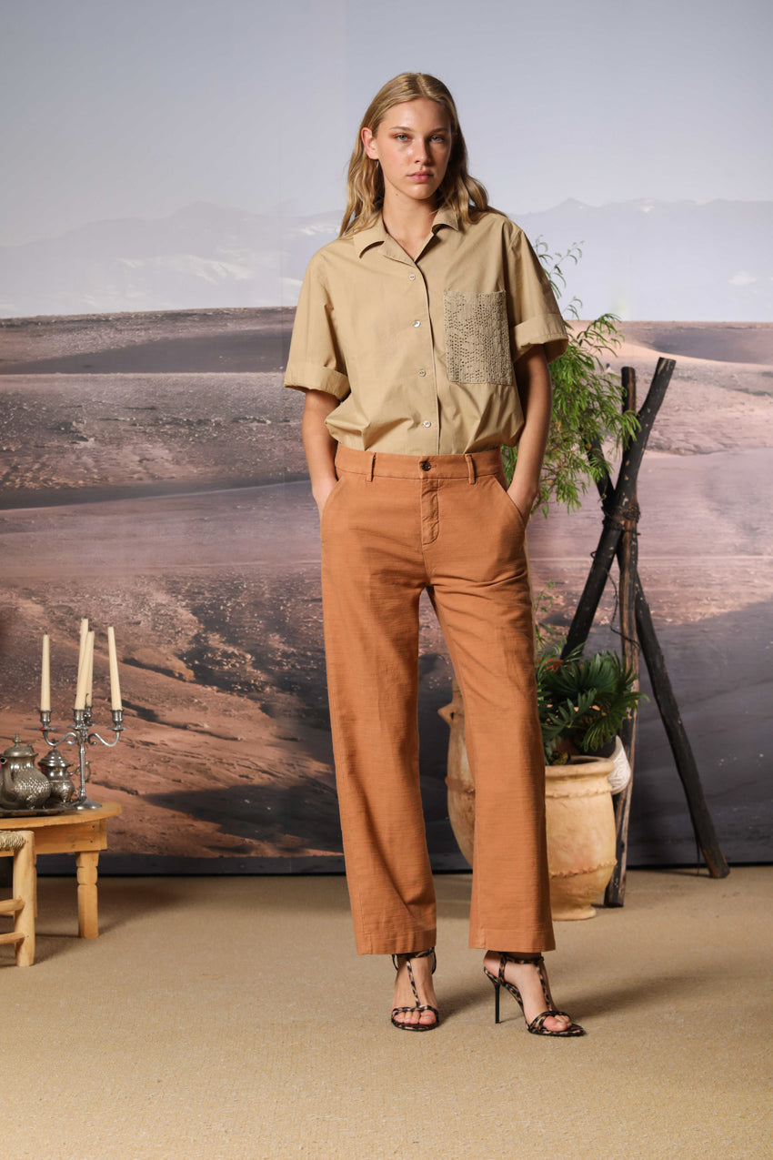 New York Cropped pantalone chino donna in saten straight fit