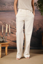 New York Straight women's pinstriped chino pants with gold line straight fit