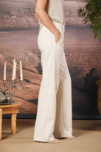 New York Straight women's pinstriped chino pants with gold line straight fit