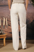 New York Straight women's pinstriped chino pants with gold line straight fit