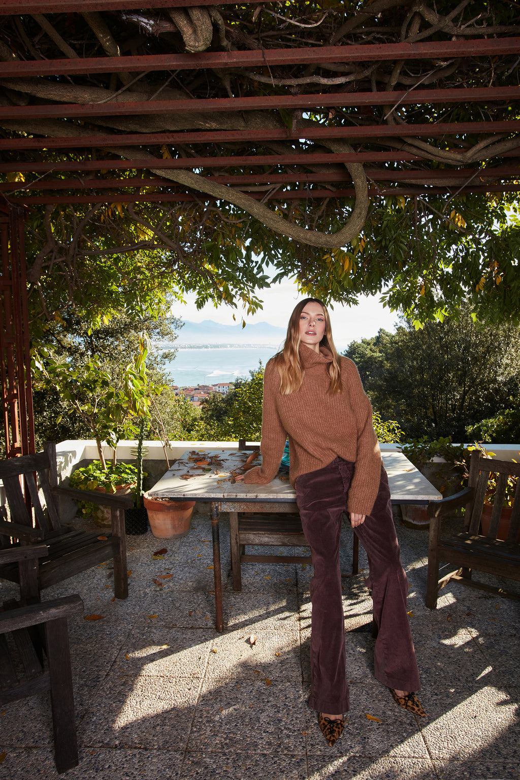 New York Straight pantalon chino femme en velours côtelé straight fit