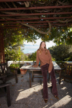 New York Straight pantalon chino femme en velours côtelé straight fit